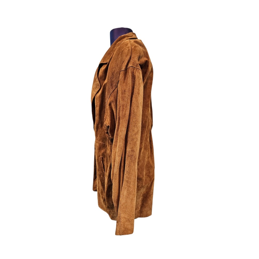 Vintage Premiere Editions Camel Suede Leather Jacket Womens Medium Single Button - Picture 5 of 10